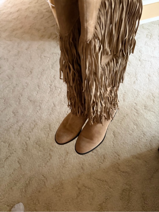 Sam Edelman Shoes - Sam Edelman Tan Suede Fringe Knee-High Heeled Boots